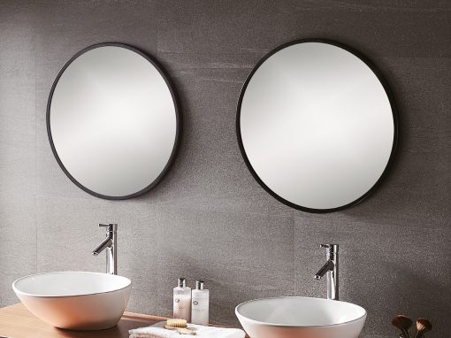 Bathroom Origins Docklands Round Mirror 60cm Black Soakology