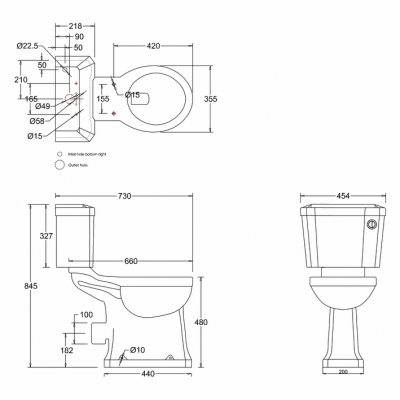 Burlington Slimline Close Coupled Toilet with Cistern Regal Pan with ...