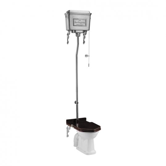 Burlington Aluminium High Level Toilet with Flush Pipe & Pan