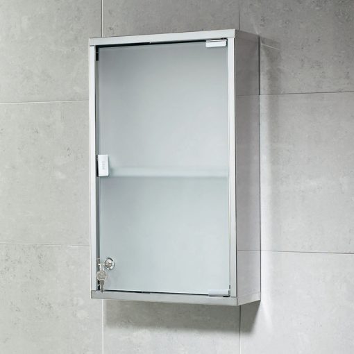 Gedy Medicine Cabinet Rectangular Polished Frosted Glass Door